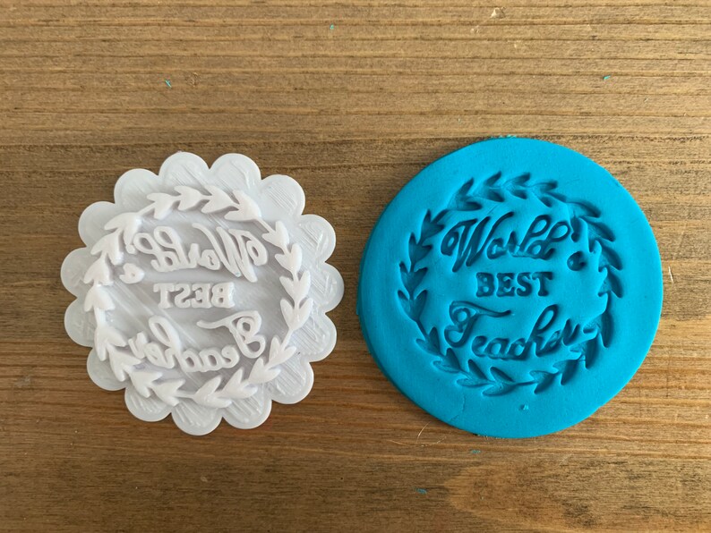 World's Best Teacher Cookie Embosser Stamp Etsy