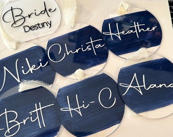 Bridal Party Wedding Hanger Tags - Bridesmaid Dresses - Acrylic Hanger Tags - Bridal Party Acrylic Signs - Wedding Day - Bride - Groom