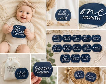 Baby Milestone Discs | Acrylic Baby Milestone | Monthly Baby Milestones | Baby Photo Props | Newborn Milestone Set | Personalized Baby Gift