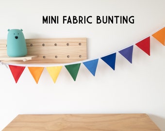 Mini Rainbow Fabric Bunting Banner Flags / Rainbow Party / Fabric Garland / Carnival Decorations / Circus Theme Party / Fabric Banner