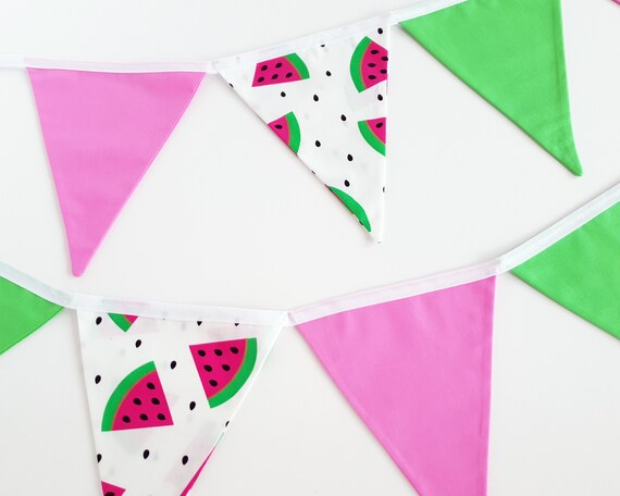 Watermelon Fabric Bunting Banner Flags For Birthday Party Or Etsy
