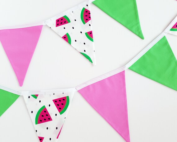 Watermelon Fabric Bunting Banner Flags For Birthday Party Or Etsy