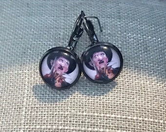 Nightmare on Elm Street Freddy Kruger Horror Drop Earrings.