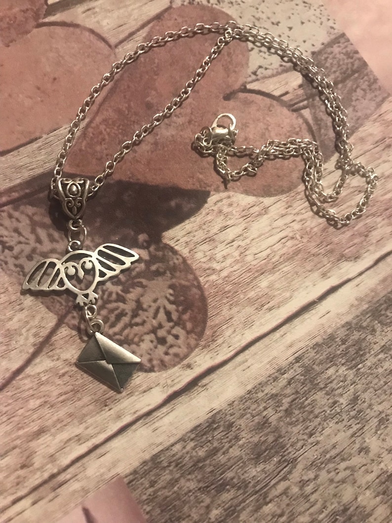 Handmade owl post Harry Potter inspired charm necklace
