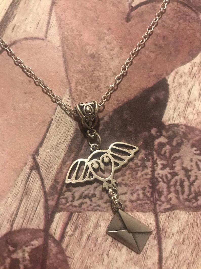 Handmade owl post Harry Potter inspired charm necklace