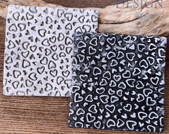 81. Polymer Clay Texturmatte - Herzen Muster - Verwenden Sie mit Polymer Clay, Metal Clay, Keramik, Tinte
