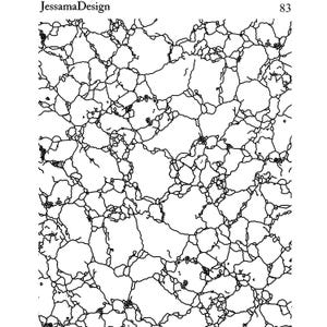May include: Black and white line art design of a cracked or broken surface. The design is abstract and resembles a cracked piece of stone or a map.