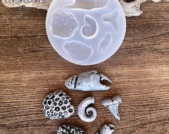 Stampo per orecchini a forma di conchiglia n. 3 - Stampo in silicone flessibile fatto a mano - Da utilizzare con argilla polimerica, resina, argilla metallica e argilla ad asciugatura all'aria.