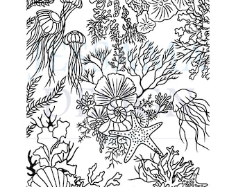 Polymer Clay Silkscreen (Ocean Pattern) Jessama Design Silkscreen #113