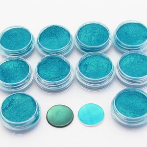 Perlmutt-Mica-Pulver - Pfauengrün-Pigment - Nummer 6 - Jedes Glas separat erhältlich - Verwendung für Polymer-Ton und Harzkunst