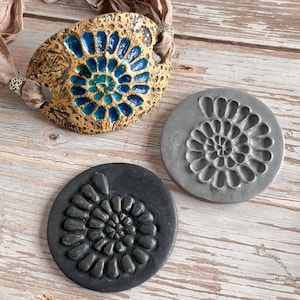 73. Polymer Clay Texture Mat - Jurassic Nautilus Pattern - Use with polymer clay, metal clay, pottery and inking