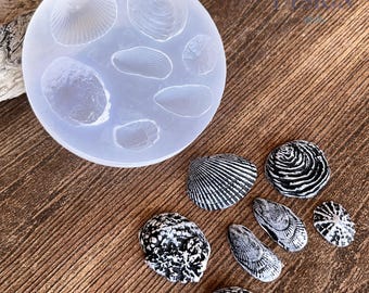 Stampo per orecchini a forma di conchiglia n. 4 - Stampo in silicone flessibile fatto a mano - Da utilizzare con argilla polimerica, resina, argilla metallica e argilla ad asciugatura all'aria.