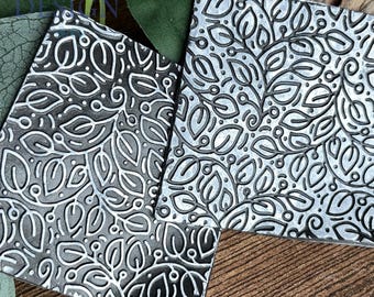 83. Polymer Clay Texture Mat - Leaf & Vine Pattern - Use with polymer clay, metal clay, pottery and inking
