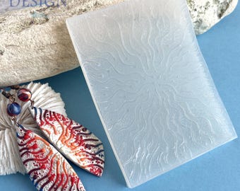 19. Tappetino flessibile in silicone con texture - Motivo anemone - Da utilizzare con argilla polimerica, argilla metallica, ceramica e scrapbooking