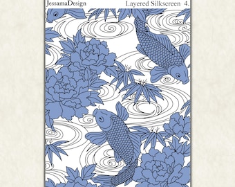 4. Layered Polymer Clay Silkscreen (Koi Fish)