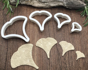 Polymer Clay Cutters - Ginkgo Leaf Set - Use with polymer clay, pottery, metal clay, etc