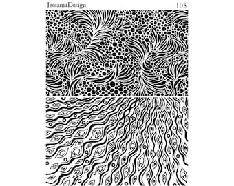 Polymer Clay Silkscreen (Abstract Peacock Feather Pattern) Jessama Design Silkscreen #105