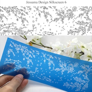 ポリマークレイ シルクスクリーン - 桜の花模様 - Jessama Design ロング シルクスクリーン #6