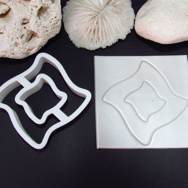 Polymer clay shape cutter | clay supplies | sharp shape cutter| donut cutter | earring cutter | Squiggly Square Donut Cutter