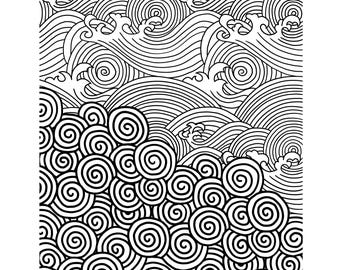Polymer Clay Silkscreen (Oriental Wave Pattern) Jessama Design Silkscreen #82