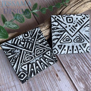 94. Polymer Clay Texture Mat - Aztec Pattern - Use with polymer clay, metal clay, pottery and inking