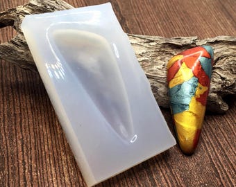 Silicone Cabochon Mold - Long Scale Shape - Create jewelry with polymer clay and resin - Jessama Design #9