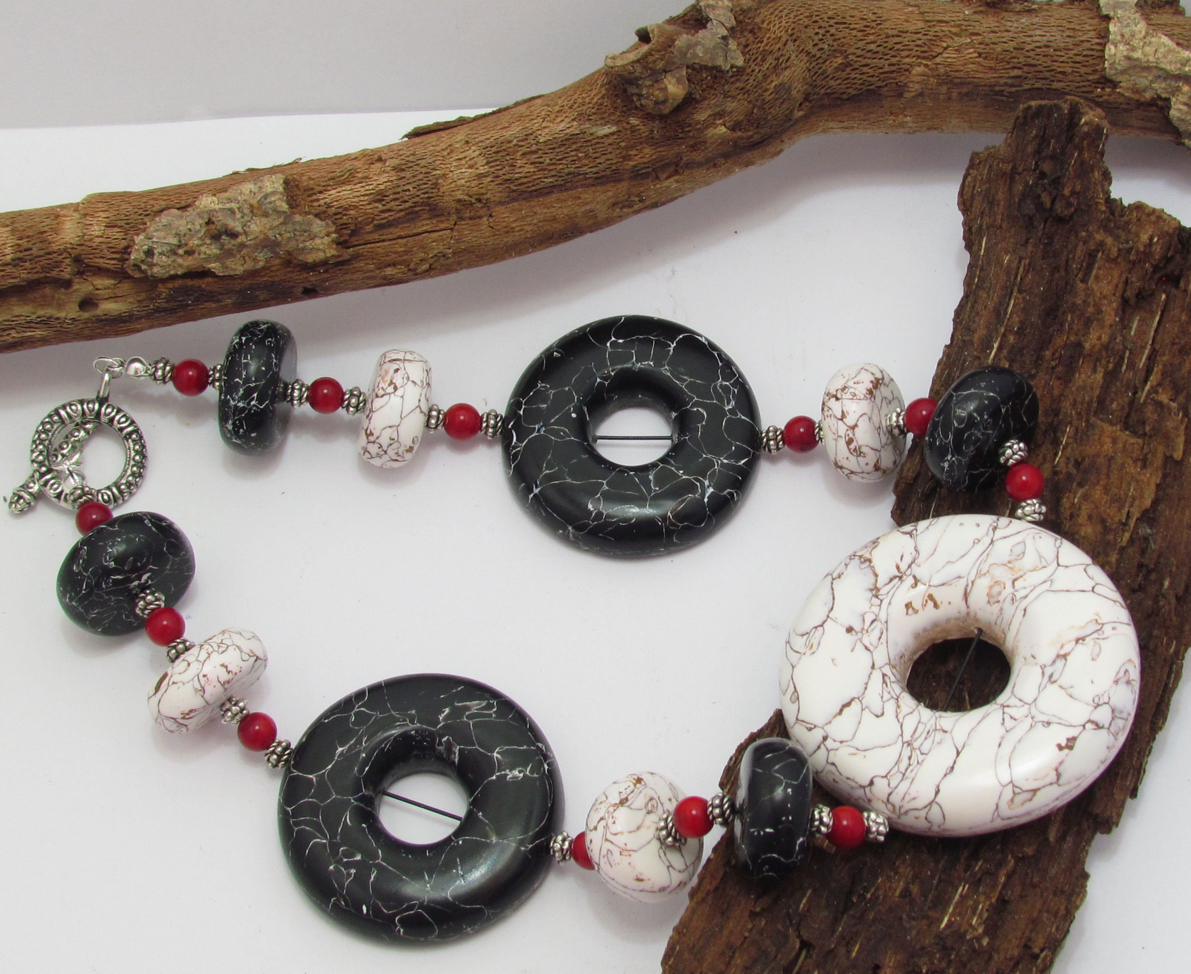 Faux Black Dragon Vein Agate & White Howlite Polymer Clay Necklace Video Tutorial