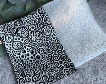 4. Große, flexible Silikon-Strukturmatte – Doodle-Muster – Geeignet für Polymerclay, Metallclay, Keramik und Scrapbooking