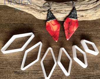 Lange Diamant-Ausstecher für Polymerclay – 6-teiliges Set zur Verwendung mit Polymerclay, Keramik und Metallton