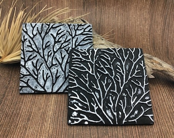 67. Polymer Clay Texture Mat - Coral Branches Pattern - Use with polymer clay, metal clay, pottery clay and inking