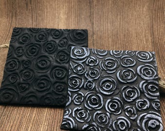 44. Polymer Clay Texture Mat - Rose Pattern - Use with polymer clay, metal clay, pottery clay and inking