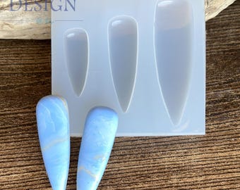 Stampo in silicone per cabochon - Forma a pugnale arrotondato - Crea gioielli con argilla polimerica e resina - Jessama Design #36