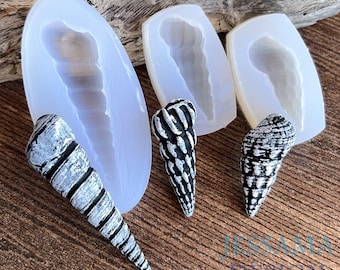 Stampo a conchiglia a forma di guglia - Stampo in silicone flessibile fatto a mano - 3 forme - Da utilizzare con argilla polimerica o resina