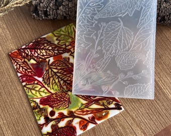 17. Flexible Silicone Texture Mat - Autumn Leaf Pattern - Use with polymer clay, metal clay, pottery & scrap-booking