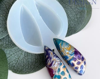 Silicone Cabochon Mold - Irregular Triangle Earring Pair - Create jewelry with polymer clay and resin - Jessama Design #48