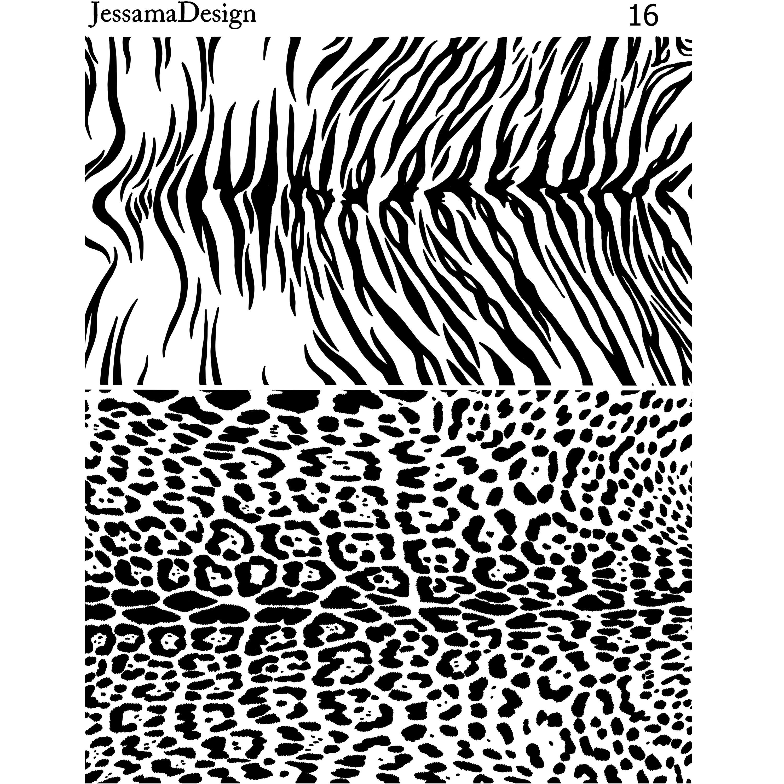 Paula McArdle シルクスクリーン　Dog and Bone ポリマークレイシルクスクリーン（虎とヒョウの動物プリント）Jessama