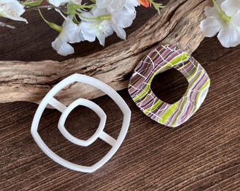 Polymer Clay Cutter - Rounded Square Donut #4 - Use with polymer clay, pottery, metal clay, etc