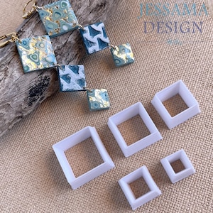 Mini Square Cutters - Use with polymer clay, pottery, metal clay
