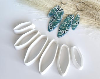 Long Pebble Cutters - 6 Piece Set - Polymer Clay Abstract Mirror Cutters - Jessama Design #3 Long Pebble Cutter Set