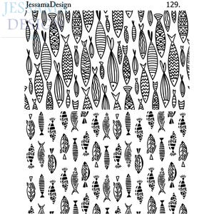 Polymer Clay Silkscreen (Fish School Mönster) Jessama Design Silkscreen #129