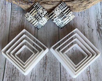 Weiche quadratische Ausstecher - 8-teiliges Ausstechformen-Set - Verwenden Sie mit Polymer Clay, Keramik, Metal Clay