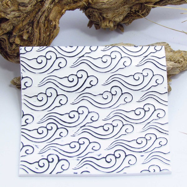 Polymer clay texture mat | clay texture roller | stamp roller | clay mat | polymer clay stamp | 21. Acrylic Texture Roller (Storm Waves)