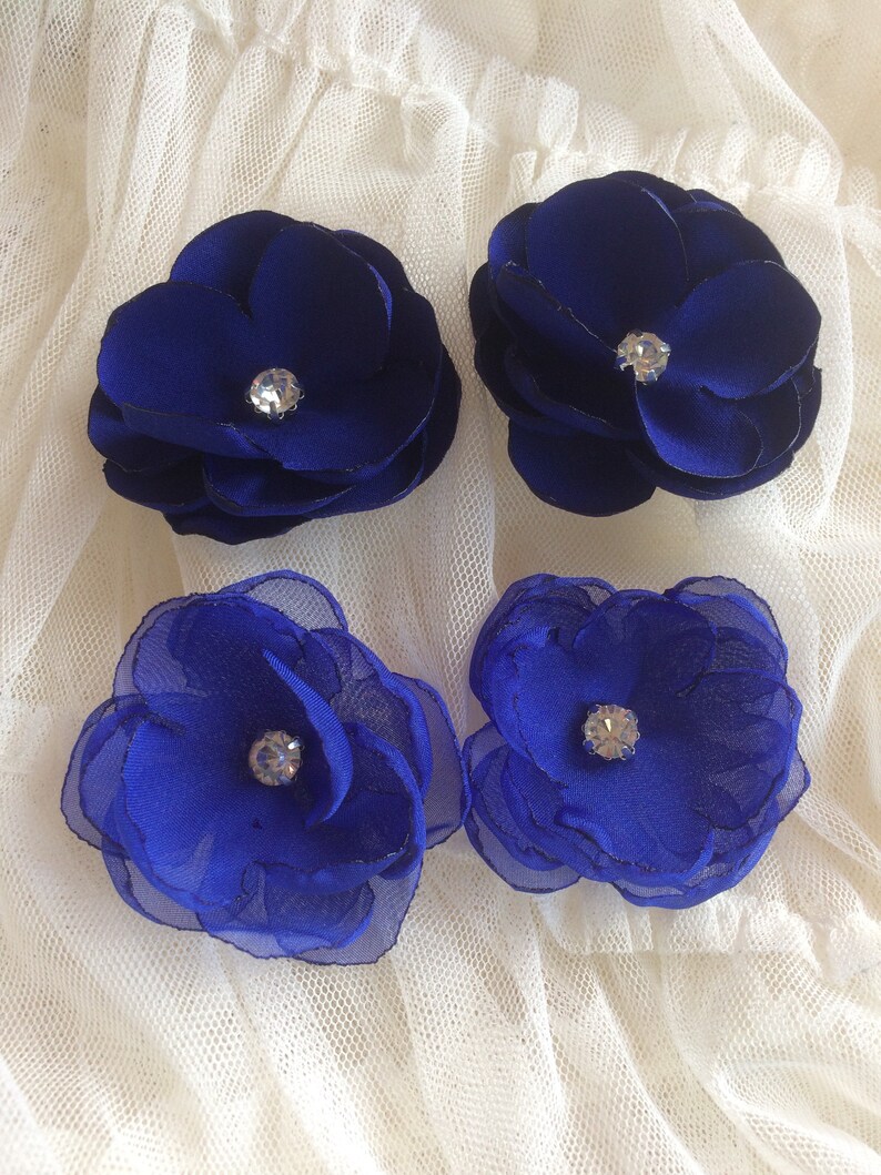 Sew on flowers Embellishment royal blue cobalt chiffon Etsy