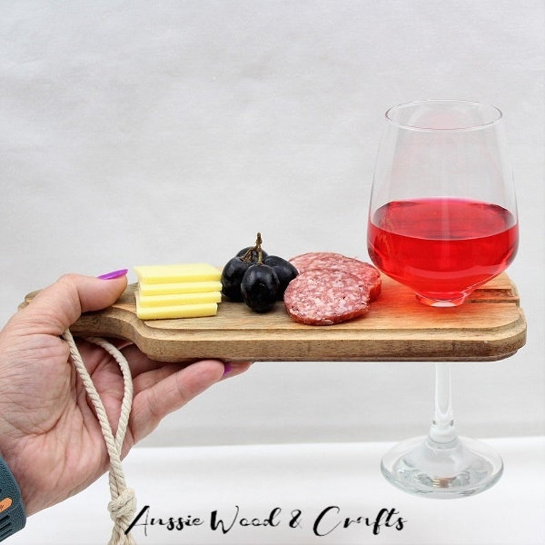 Kwila Merbau Timber Cheese and Cracker tray with a wine image 5