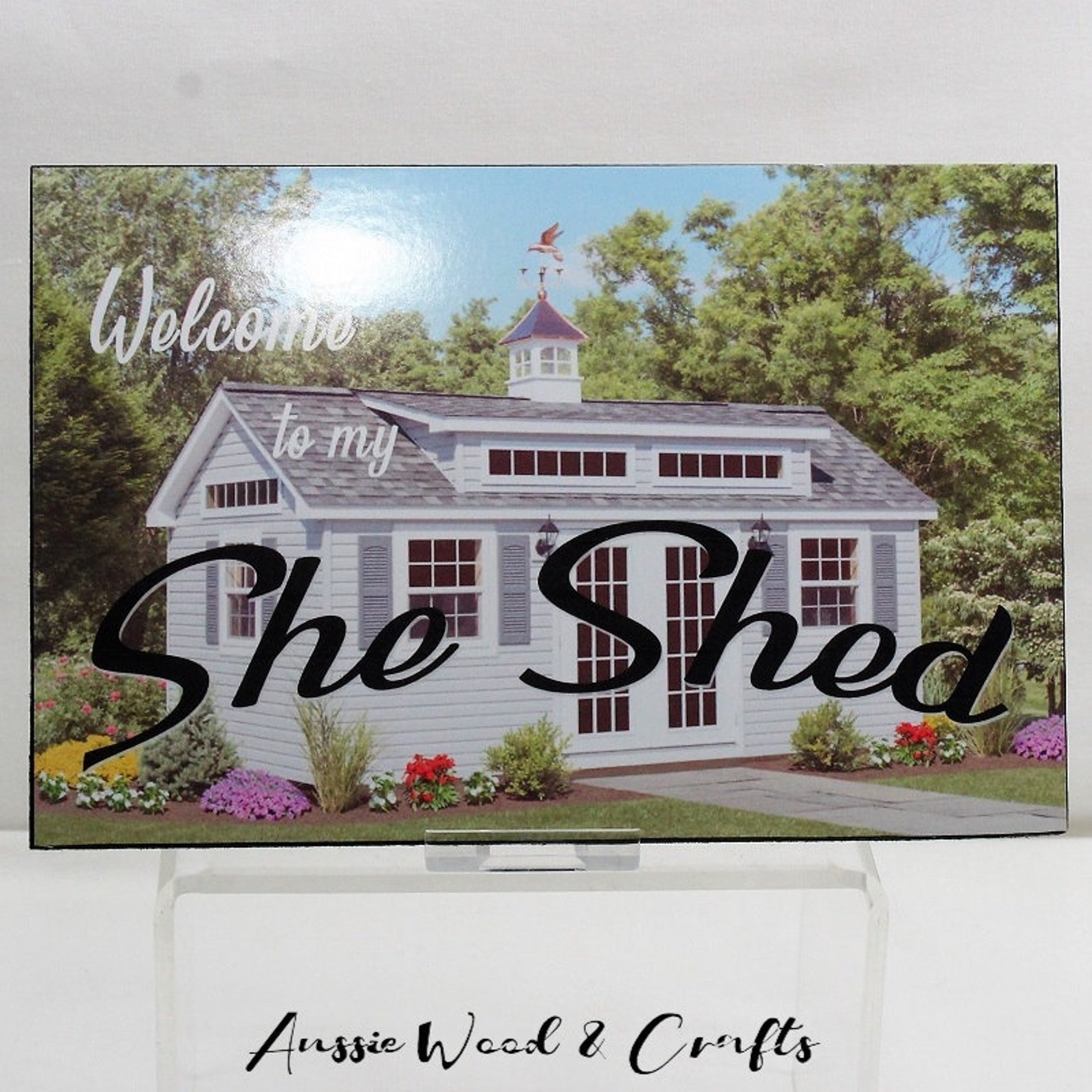 welcome to my she shed printed vinyl sign novelty sign etsy