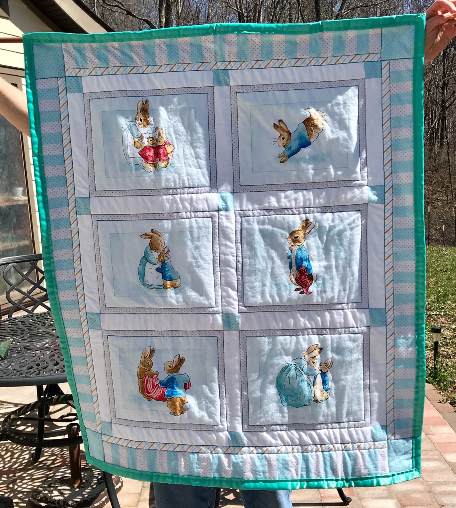 Baby Blanket-child Quilt-nursery Room Wall Decor. Peter Rabbit and Owl ...
