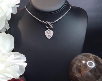 My Heart Belongs to an Angel Reversible Support 81 Biker Angel Wing Stainless Steel Toggle Charm Necklace-Biker Mom Gifts for Her-81 Support
