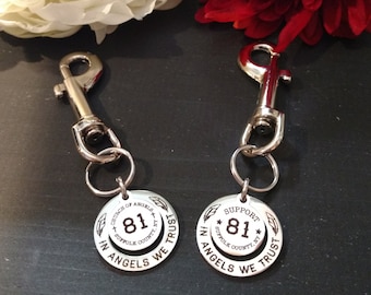 Support 81 In Angels We Trust Biker Keychain-81 Supporter Keychain-Support 81 Biker Gift-Support 81-Angel Wing Keychain-Biker Accessories