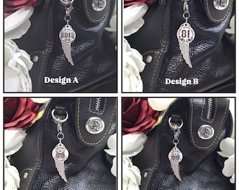Support 81 Angel Wing Purse Charm-Support 81 Accessories-Biker Gift-Purse Charms-Purse Jewelry-Support 81 Gift-Angel Wing Charm-81 Supporter