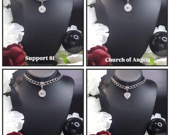 Extreme Choker Support 81 Stainless Steel Necklace-81 Support Necklace-Support 81 Jewelry-Biker Necklace-Biker Jewelry-Support 81 Gift-Biker